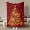 1pc Golden Snowflake Christmas Tree Printed Flannel Blanket, Ultra Soft Cozy Plush, All-Season Use, Machine Washable, 280GSM Heavyweight, for Bedroom,