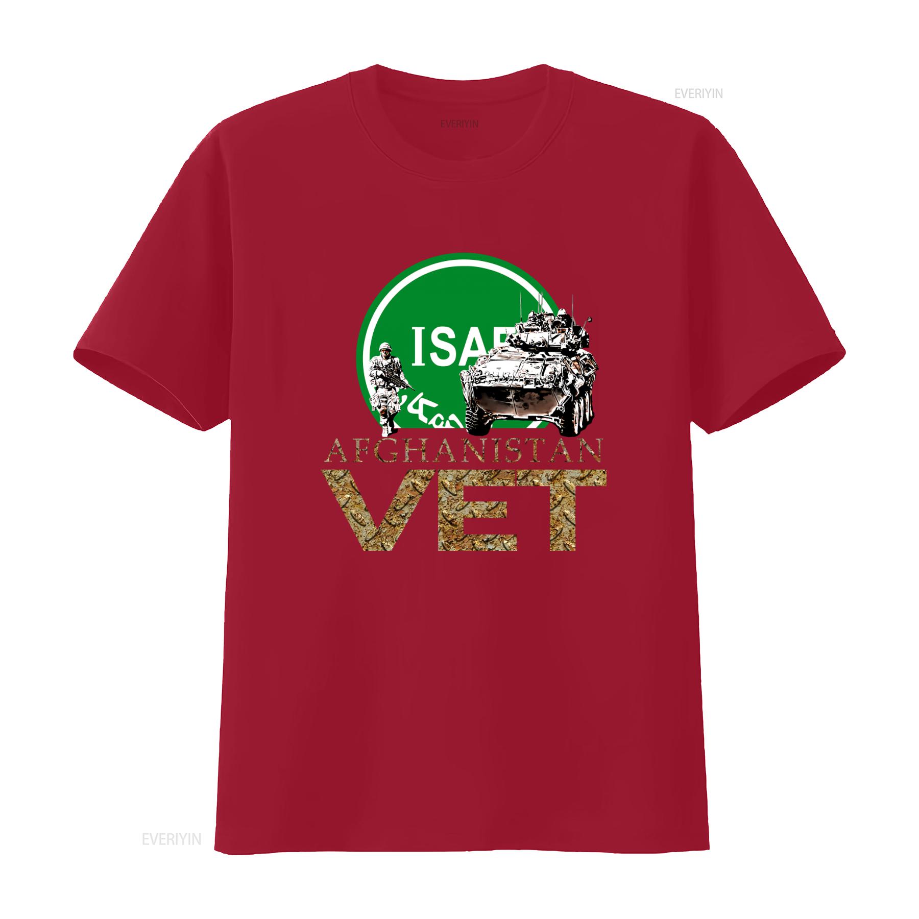 

Афганский Ветеран Знак ISAF Афганистан Военная Футболка Солдат Дизайн с Танком Идеально для Ветеранов винтажный Стиранный Универсальная уличная одежда S