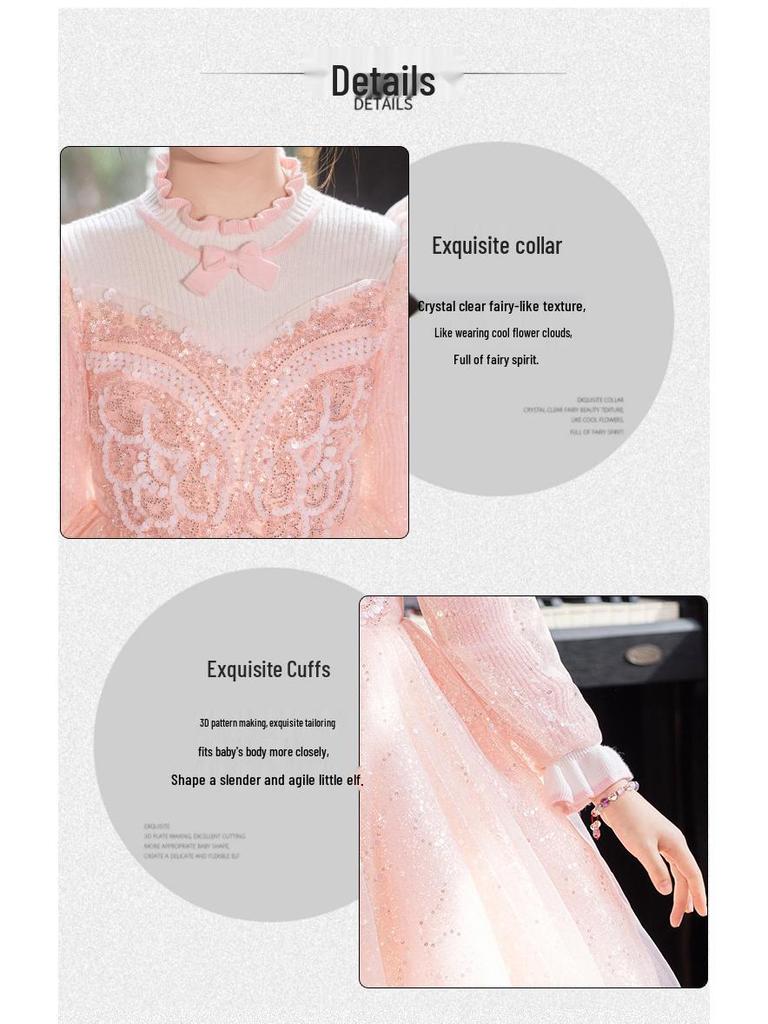 High-End Girls' Princess Formal Dress for Piano Performances and Evening Events