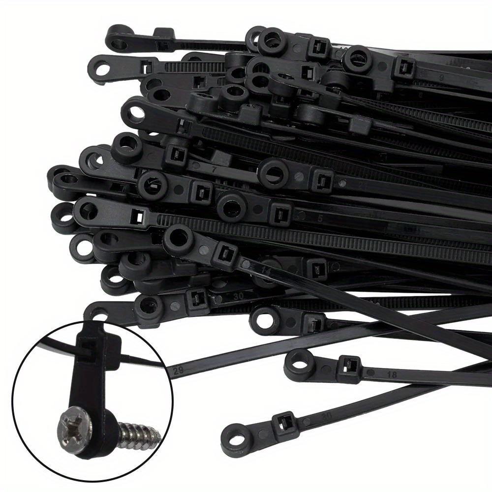 100pcs Creative Nylon Cable Ties with Screw Mounting Holes, Self-Locking Loop Strapping, DIY Office Cable Harness Organizer