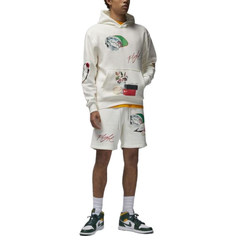 Air Jordan Alphabet Pattern Pullover Hooded Long Sleeves Hoodie White DQ8044-133