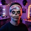 Full Head Mask Realistic Halloween Skull with Bandages And Blood Stains, Scary Latex Horror Prop Half Face for Haunted House Cosplay, Zombie