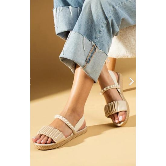 

Bej inci taşlı büzgülü sandalet trend Yaz Sezonu Moda 36