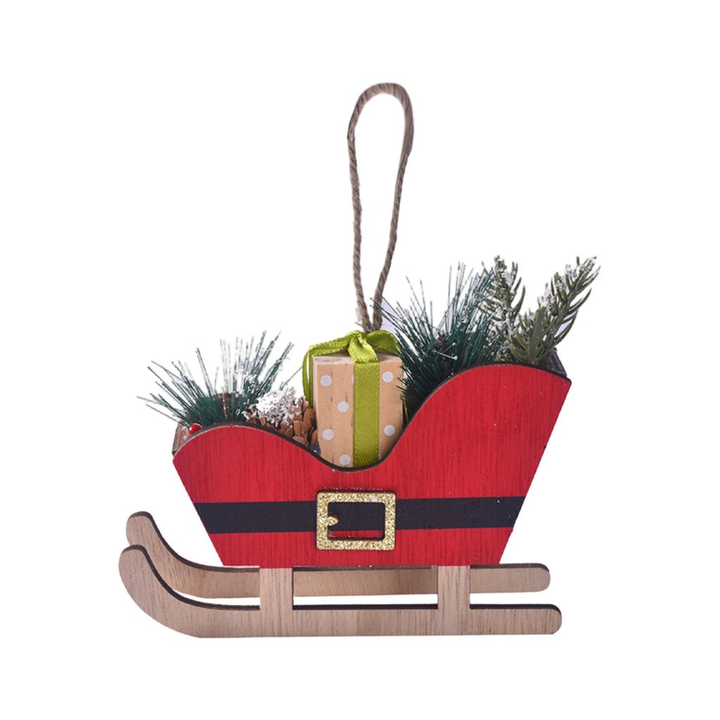 Christmas Supplies Christmas Wooden Sled Christmas Tree Decoration Sled Pendant Atmosphere Christmas Decorations