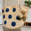 High Quality Raffia Hand Hook Holiday Style Handbag Women's Seaside Tote Bag Large Capacity Polka Dot Woven Shoulder Bag