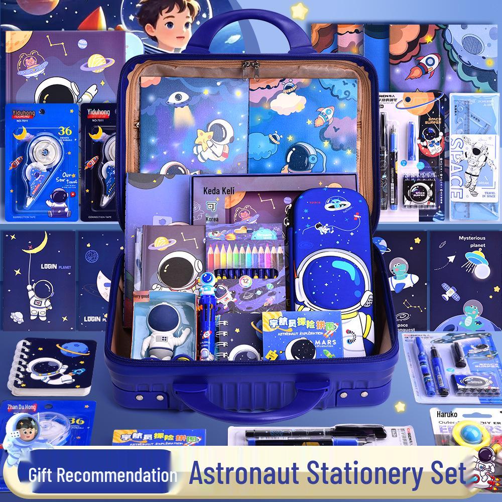 Kids' Astronaut Stationery Gift Set: Cartoon Birthday Party Favor and Student Reward Box