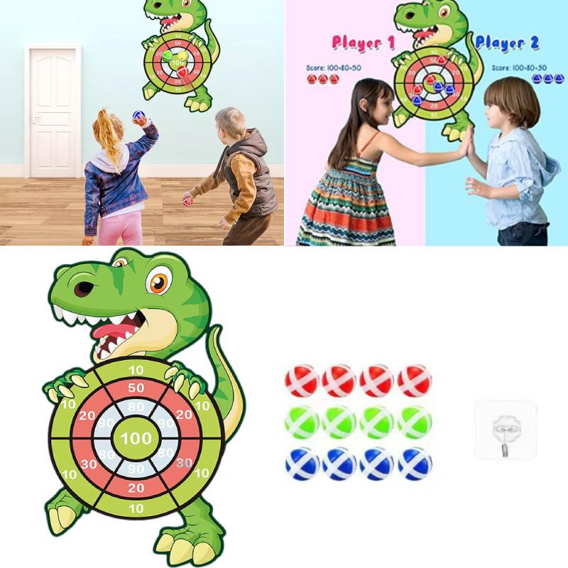 Dinosaur Dart Board Set Kids Toys Age 3 To 12 Year Old 12 Sticky Gifts Balls