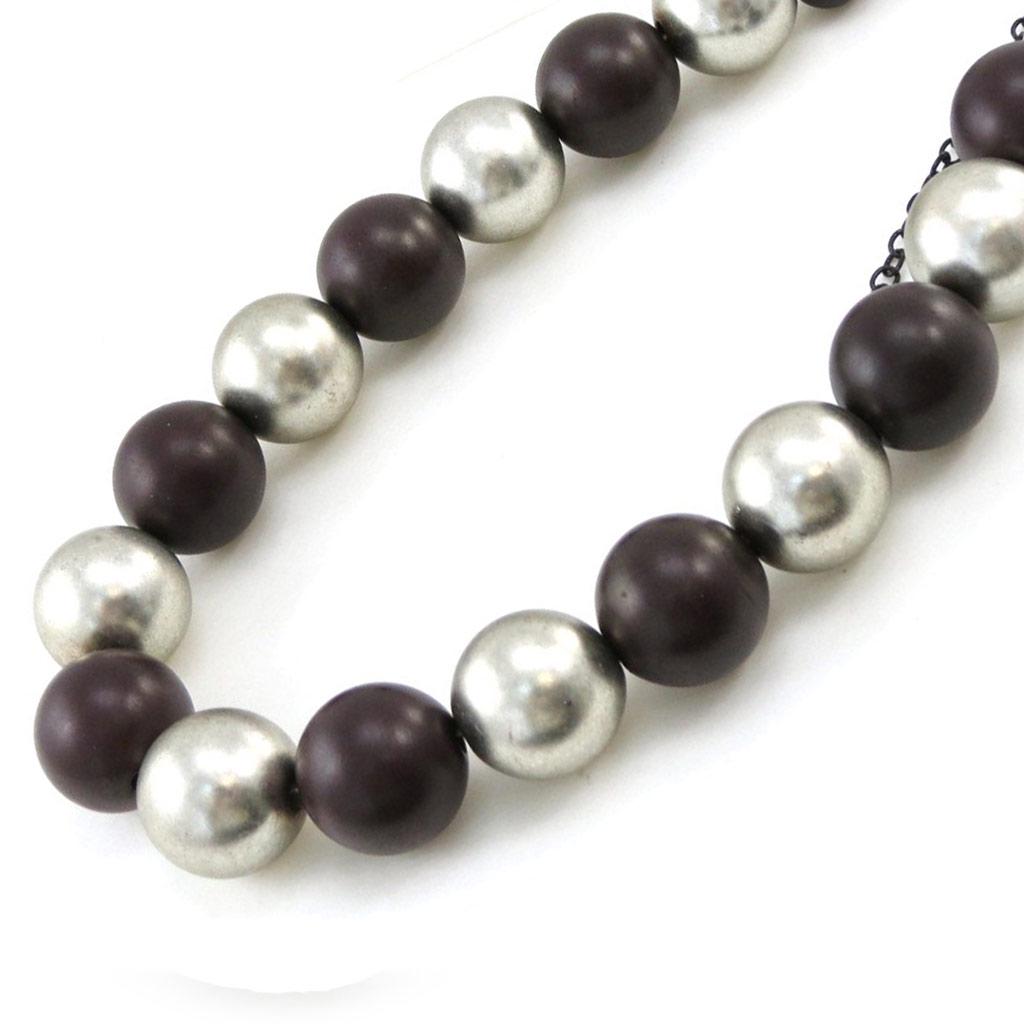 Les Trésors De Lily [C8828] - Collier Créateur 'Métisse' Marron Chocolat Argenté