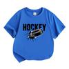 Kids Boys Girls 100% Cotton Crew Neck Short Sleeve T-Shirt, Cool Ice Breaking Hockey Puck Print Casual Soft Daily Tees for Sports Game Playing Summer