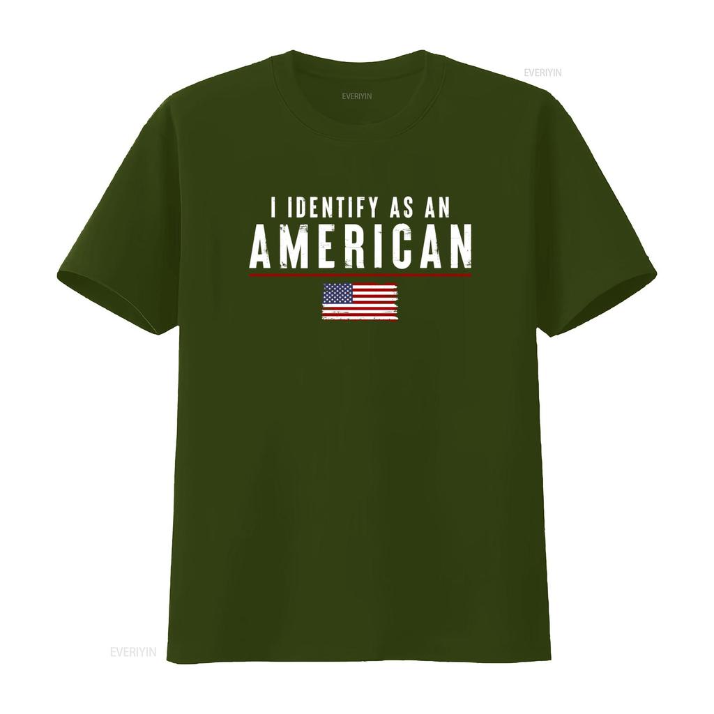 Patriotic American Flag T Shirt for Men I Identify As An vintage Washed Stretched Stylish Versatile streetwear Casual