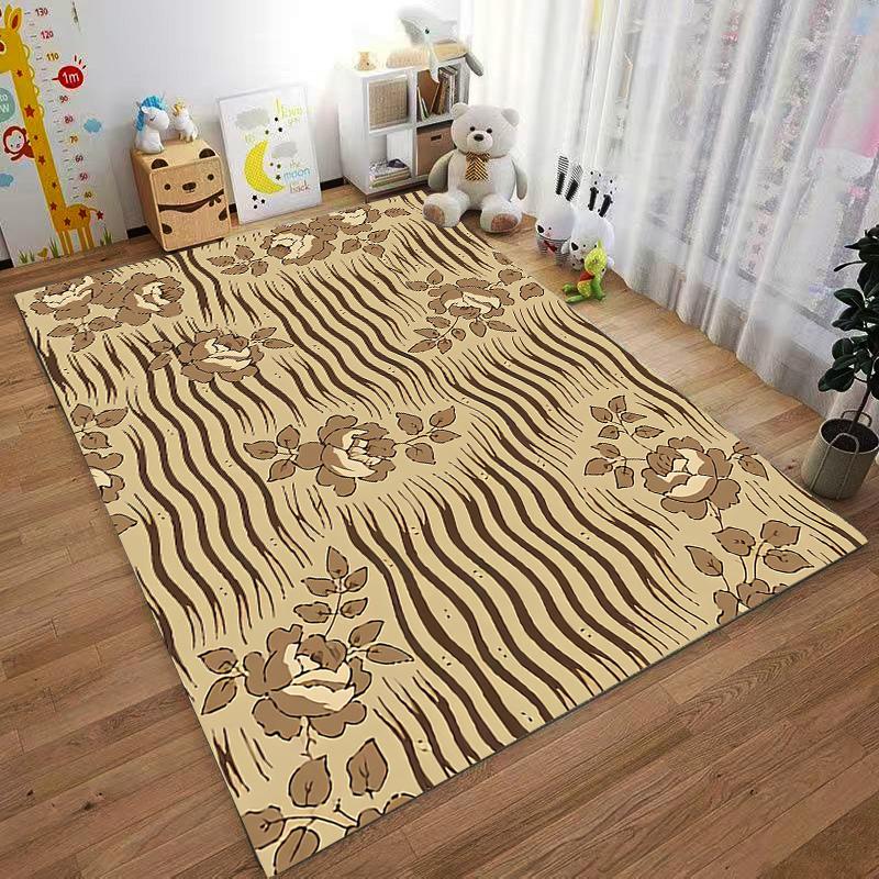 Floral Pattern Carpet with Beige and Brown Tones, Elegant Home Decor Suitable for Use As an Anti-slip for Living Room Bedroom Sofas