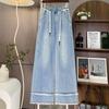 2025 Plus Size Autumn Blue Basic Elastic Jeans New Pants Loose Denim Trousers Big Casual Pants 6XL