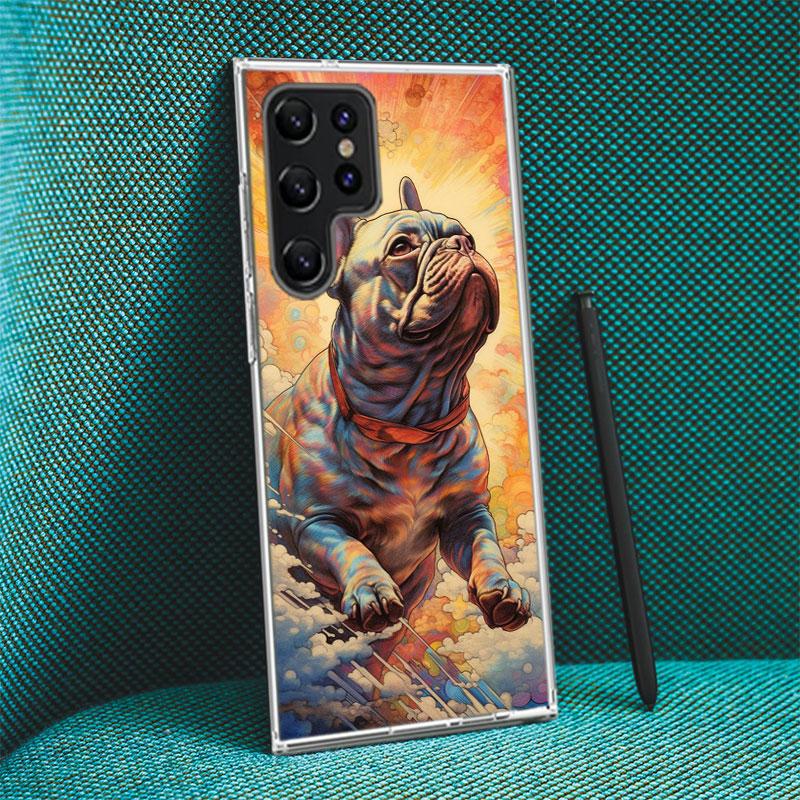 Französische Bulldogge Hund Mops Hülle Für Samsung Galaxy S21 S20 S23 FE S22+ S24 Ultra S25 Edge Handyhülle S10 Plus Klare Capa Coque Patt