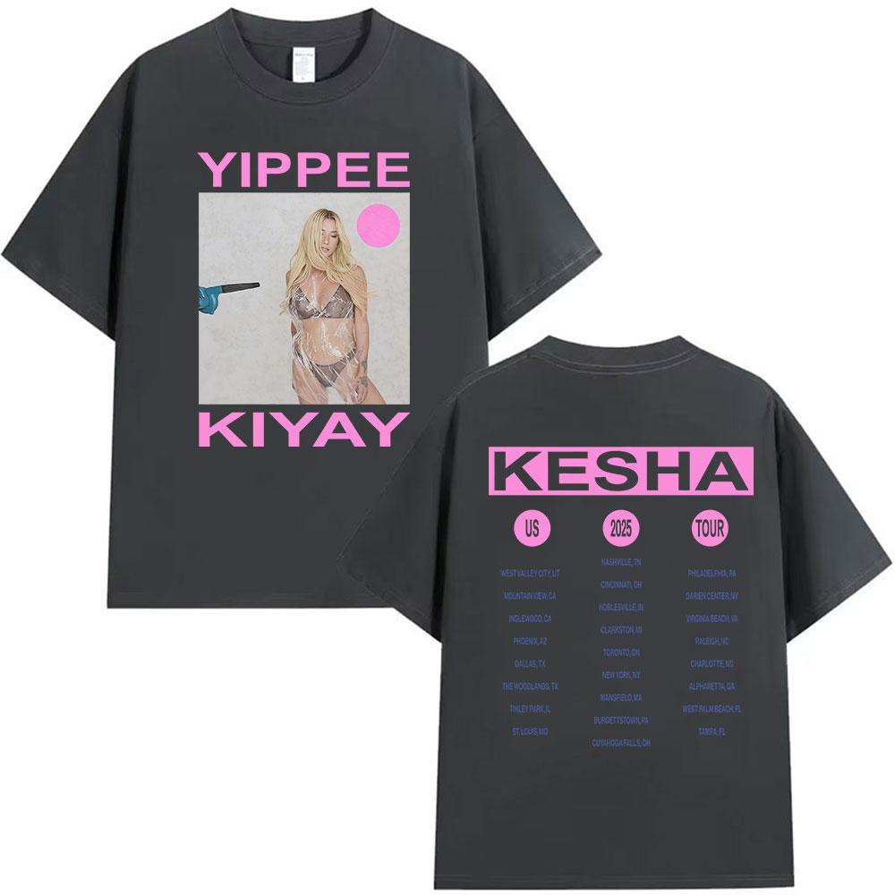 Kesha Yippee Kiyay Tour 2025 T Shirt Unisex Women Aesthetic Fashion Short Sleeve Tshirts Casual Retro High Quality Cotton Tshirt