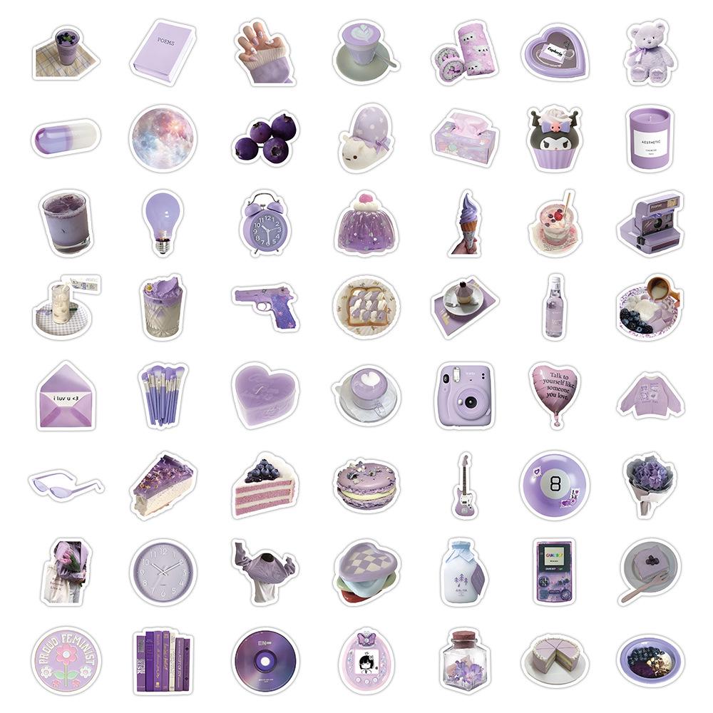 60 listů vícebarevných samolepek ve stylu INS: Realistické malé předměty v modré, růžové, fialové, žluté a zelené barvě