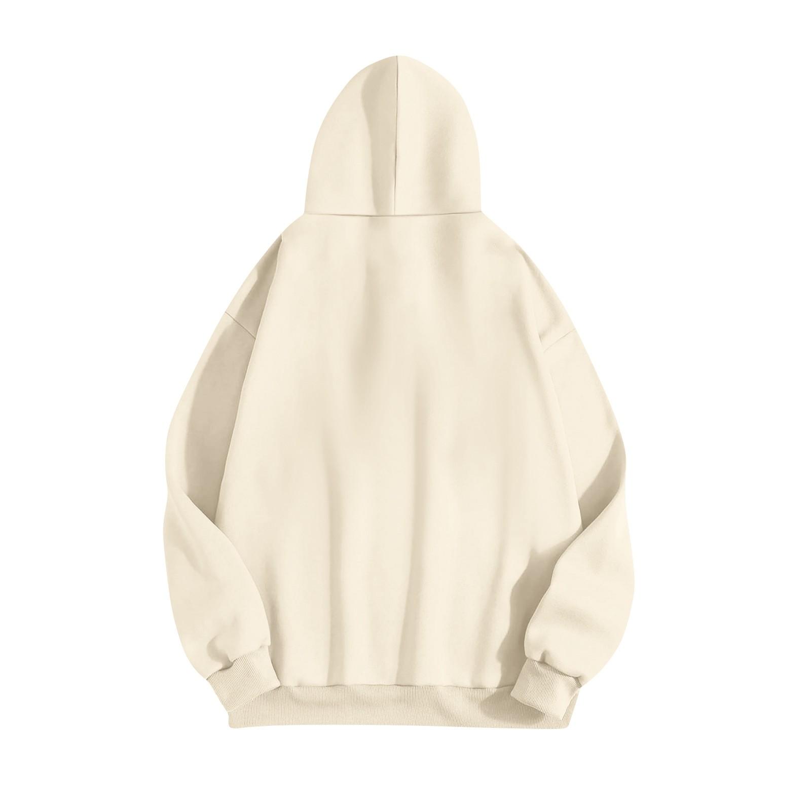 Женская однотонная толстовка с капюшоном и длинным рукавом с принтом M белый — фото 4