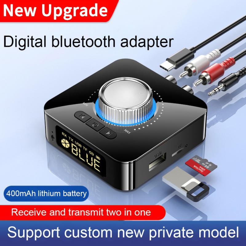 Bluetooth-Empfänger-Sender LED BT 5.0 Stereo AUX 3,5-mm-Buchse RCA Freisprecheinrichtung Anruf TF U-Disk TV Car Kit Drahtloser Audioadapter