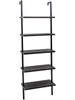 5-Shelf Wood Ladder Bookcase With Metal Frame, Industrial 5-Tier Modern Ladder Shelf Wood Shelves,Dark Walnut