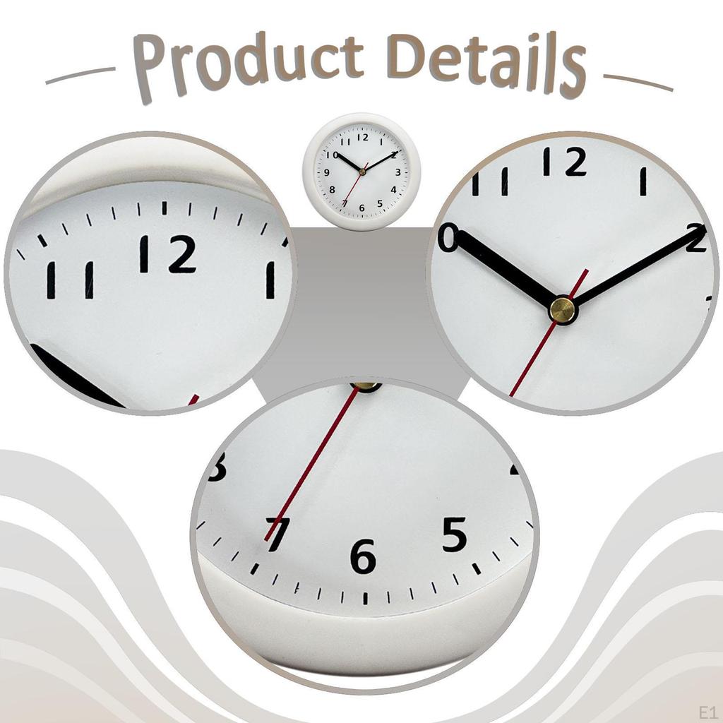 Bathroom Clock Minimalist with Suction Cup Wall Silent for Household Restroom Living Room