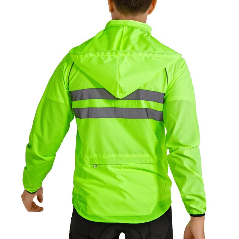Windproof Cycling Jacket With Hood Breathable Reflective Long Sleeve Outerwear Mountain Road Bike Riding Use