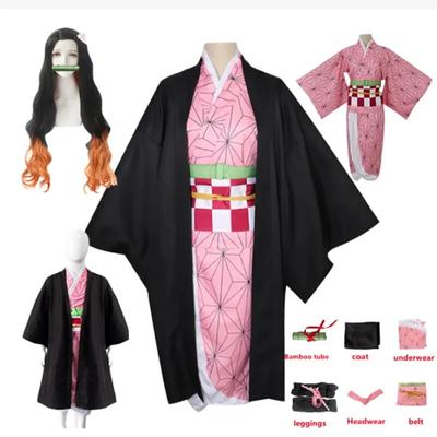 Kamado Nezuko Cosplay Κοστούμια Anime Demon Slayers Kimono Kimetsu No Yaiba Kamado Nezuko Κοστούμια Περούκα Στολή Hallween Γυναικεία Παιδιά