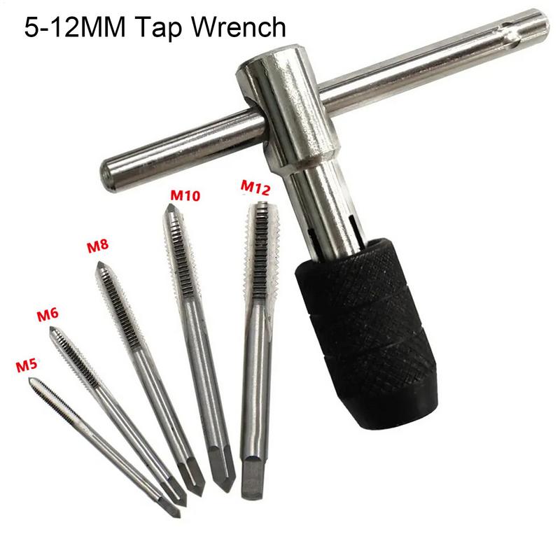 T-Handle Tap Wrench Set Threading Tapping Hand Tool Kit Ratcheting Tap Wrench T Type Thread Tapping Tool For Home Use