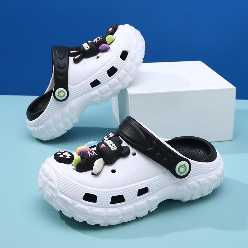 

Веселые и яркие детские ЭВА туфли с отверстиями летняя незаменимая дышащая нескользящая обувь сандалии для детей White Black,28/29