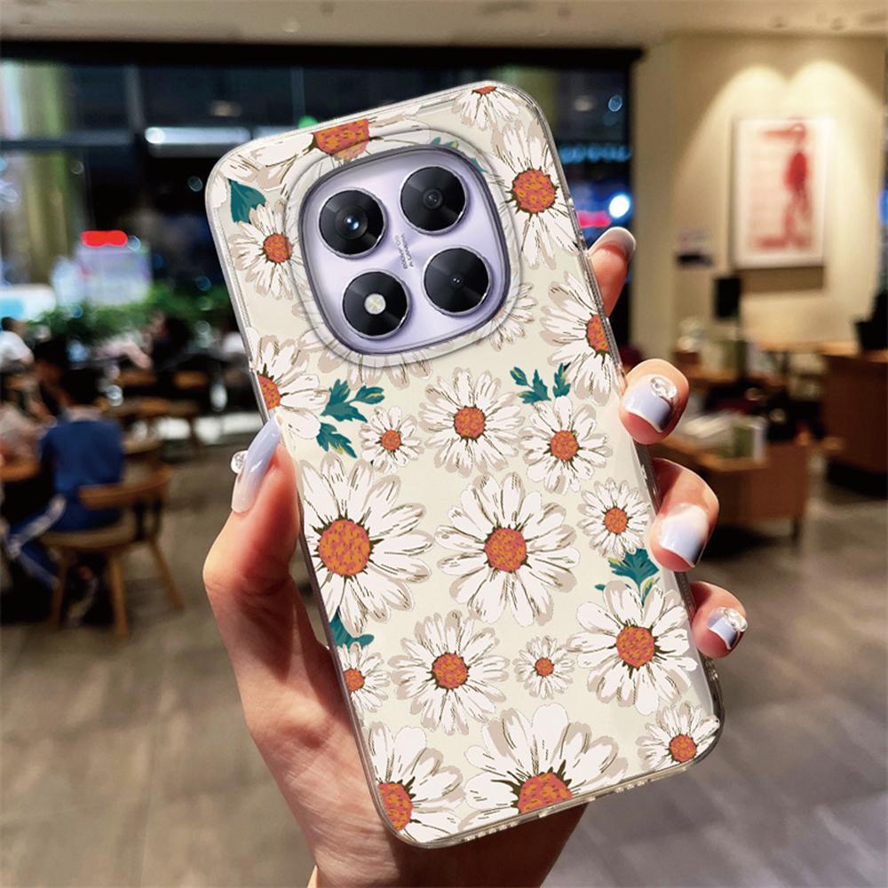 Colorful Floral Korean INS Style Clear Phone Case For Xiaomi Redmi Note 15 14 Pro 15C 14C Protection Soft TPU Transparent Cover