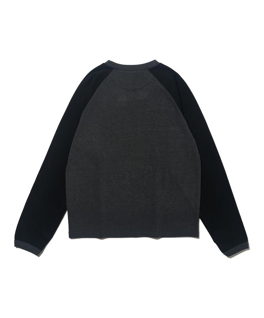 OTHERFITS Layered Two-Tone Raglan Warmer T-Shirt (Charcoal/Black)