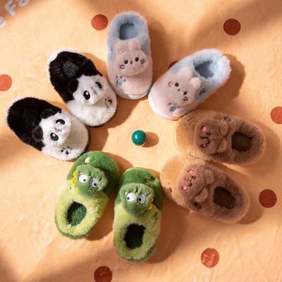 Children's Cotton Slippers Winter Boy Cute Indoor Non-slip Thick-soled Girl Baby Cotton Shoes Animal Slippers Keep Warm