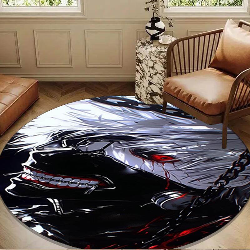 Tokyo Anime Artwork Round Rug for Livingroom,Bedroom, Palyroom, Chair Rug, Area Rug, Circle Carpet, Large Size Fan Christmas Gift