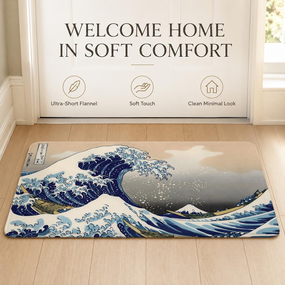 Koi Fish Anime Floor Mat Cozy Minimalist Flannel Area Rug Anti-Slip Washable Bedroom Living Room Decor