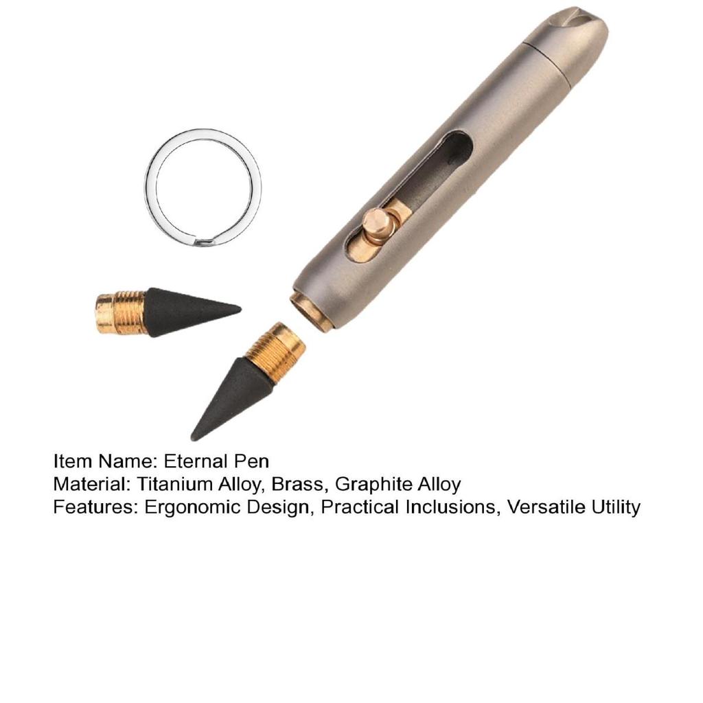 Yousheng Eternal Pen Mini Titanium Alloy Ballpoint Pen Replaceable EDC Refill Smooth Writing Comfortable Grip Mini Pen