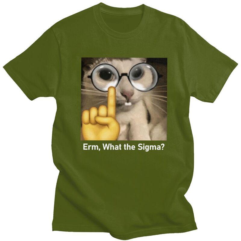 Custom Male What The Sigma Cat Meme T Shirts ShortSleeve Cotton Tshirt Leisure Humor Sarcastic Quote Tee Clothes