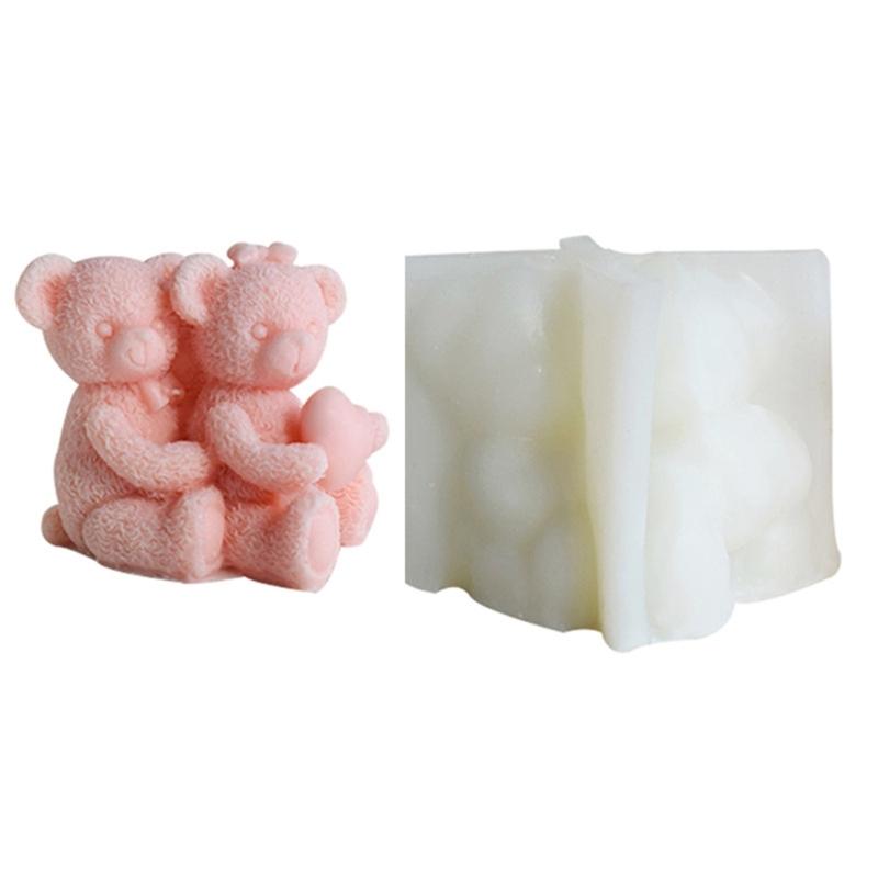 Soft and Durable Silicone Cartoon Bear Candle Mold for Art Project Making Unique Candle or Aromatherapy in Home
