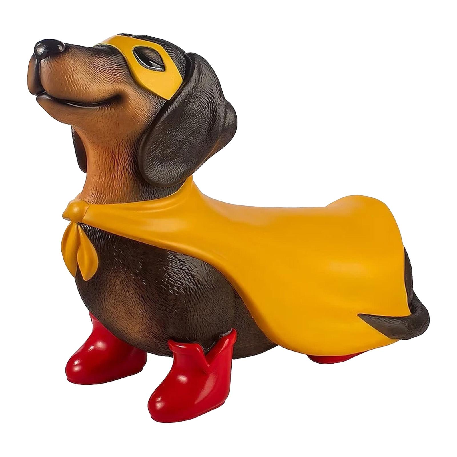 

Hero Dachshund Statue Multi-Purpose Cute Puppy Table Ornaments Resin Vintage Wiener Dog Decor for Living Room Bedroom Office жёлтый