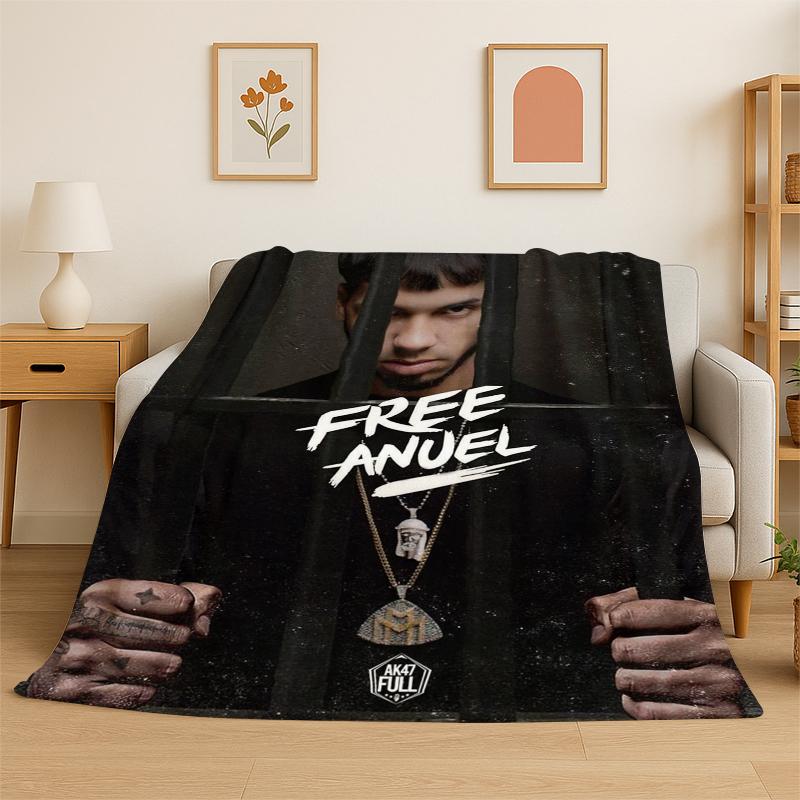Rapper Free Anuel AA Hip Hop Flannel Blanket Soft Warm Throw Blanket for Bedroom Living Room Bed Travel Camping Picnic Gift