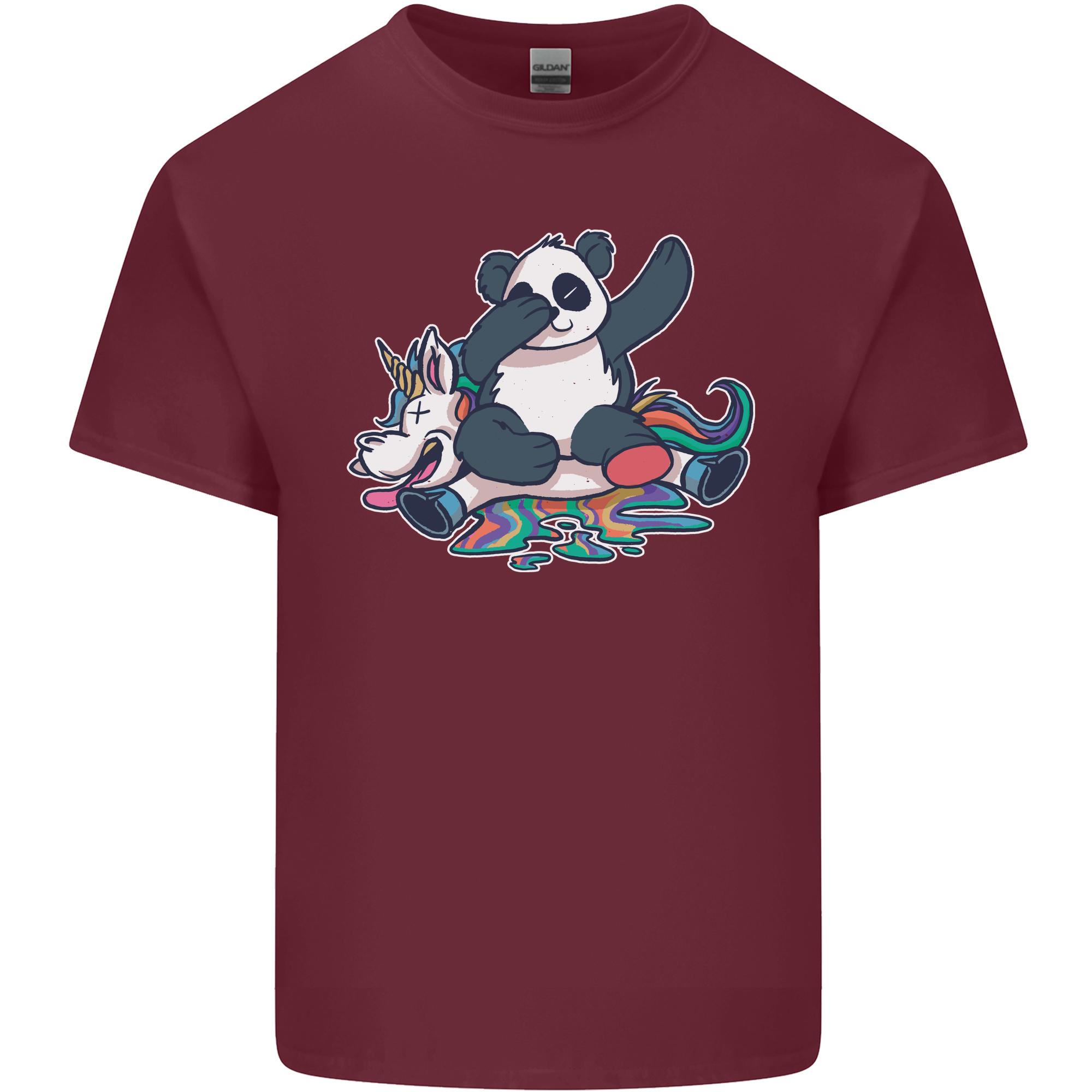 Dabbing Panda Squashing a Unicorn Funny Unisexs Light Cotton TShirt S