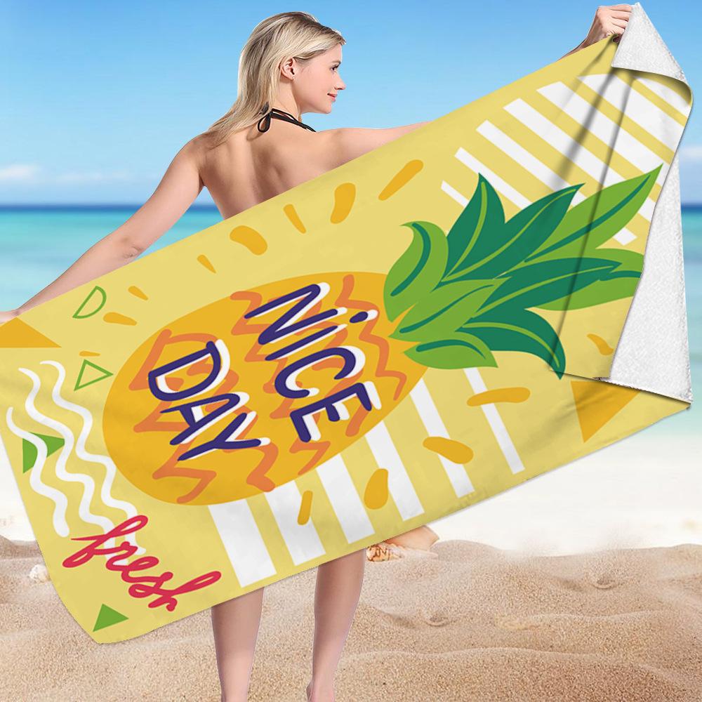 Summer Fruit Collection Digital-printed Polyester Superfine Fiber Double-sided Fleece Beach Vacation Bath Towel, Beach Towel