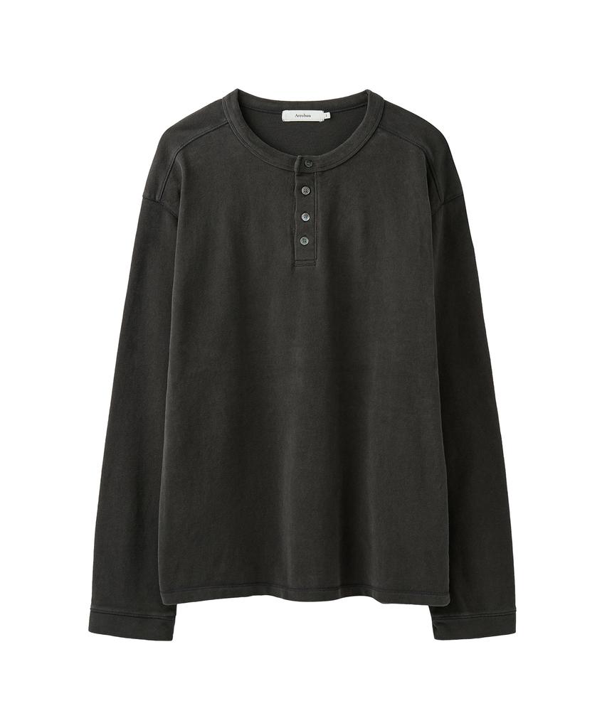 AREUBAN Soft Peach Henley Neck Long Sleeve_Soft Charcoal