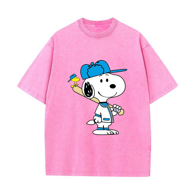 SX-77 MINISO 2026 Été Lavage Vintage Imprimé Coton Pur Style Épaule Hommes et Femmes Col Rond Manches Courtes T-shirt Couple