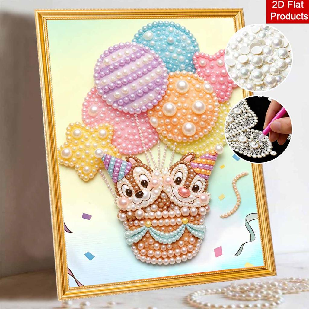 Disney 5D DIY Pearl Painting Kit, Chipmunk Hot Air Balloon Home Bedroom Wall Decor Crafts Handmade Gift