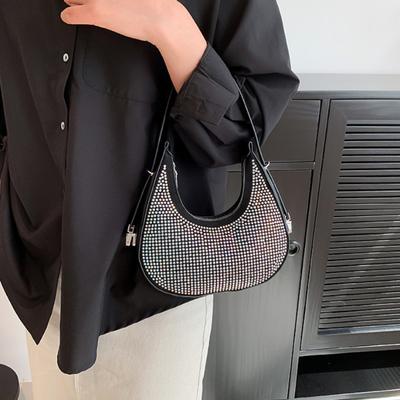 Chain Diamonds PU Leather Crossbody Bags for Women  Summer Shoulder Handbags Female Solid Color Cross Body Bag