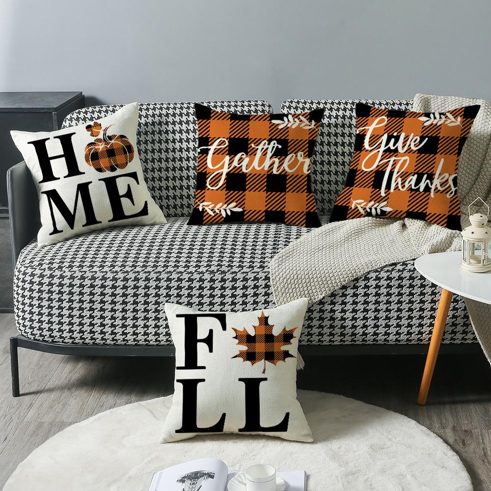 New Autumn Maple Leaf Letter Pillow Cushion Sofa Bedside Bedroom Living Room Linen Pillow Cover