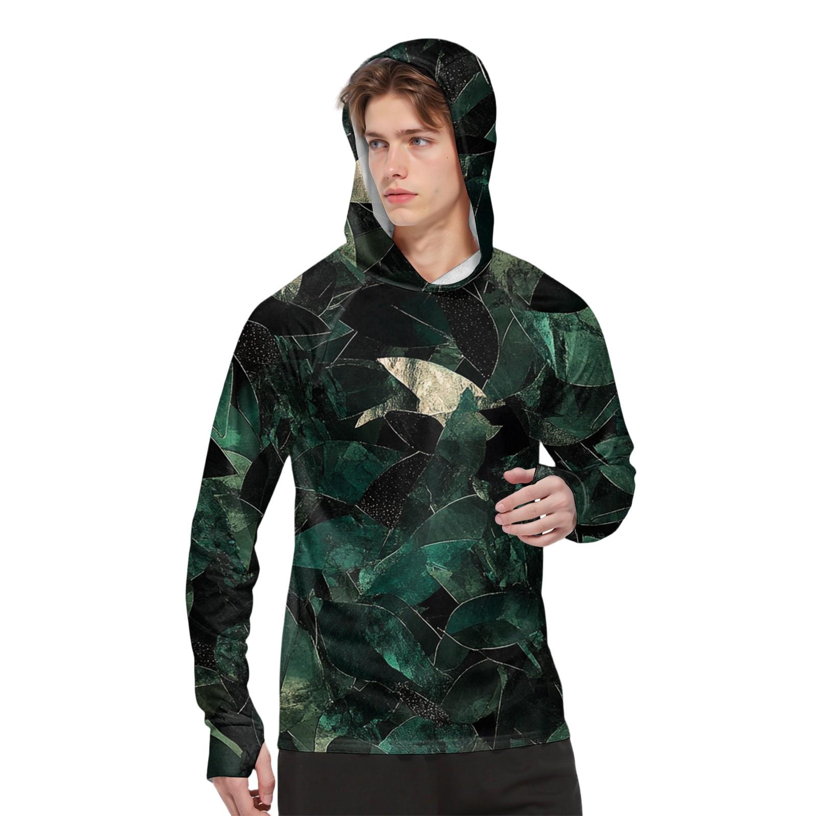 

Мужская модная рубашка с длинным рукавом с принтом и капюшоном SPF/UV XXL