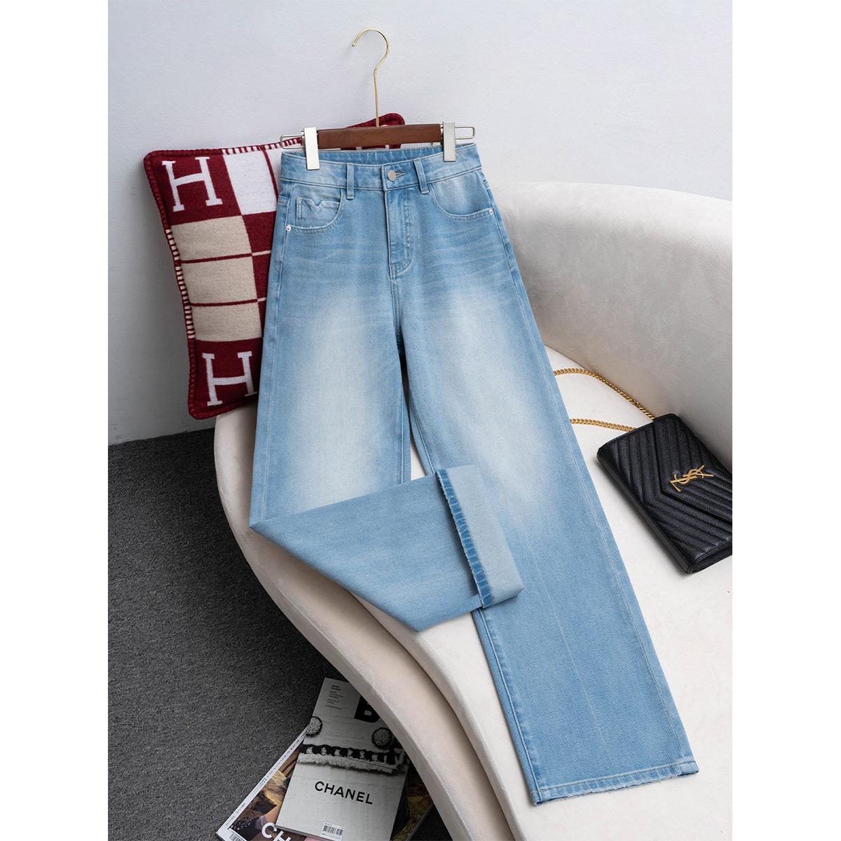 Nanyou Women s High-Waisted Wide-Leg Blue Jeans - Slimming Stretch, Spring 2026 Small