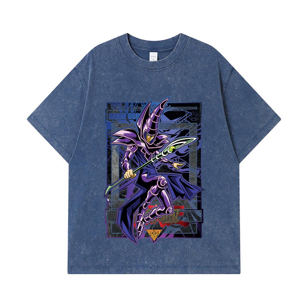 275 GSM Washed T-shirts 100% Cotton Yu-Gi-Oh V5 Mago Oscuro Print Unisex Heavy Cotton T Shirt