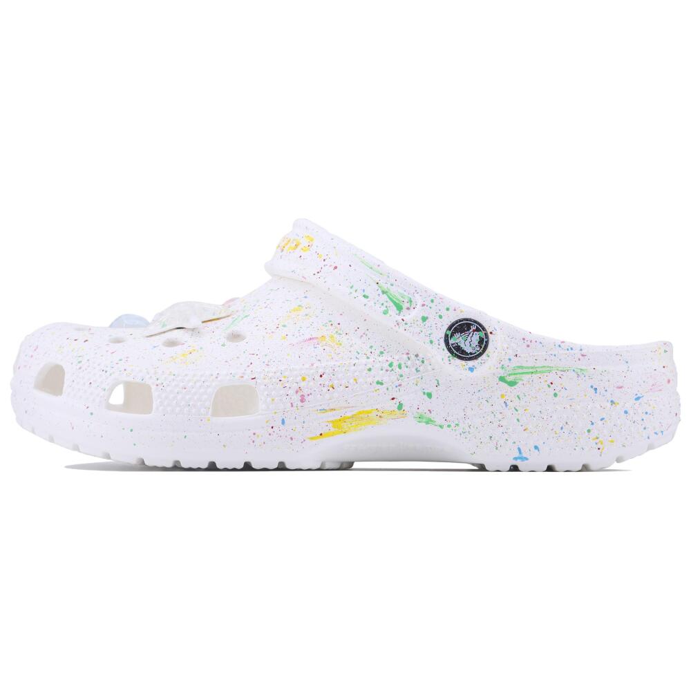 

Crocs Classic clog Colourful Summer SDS EVA Ink Splash Graffiti Comfortable Trendy Versatile Hole Shoes Unisex White 41-42 белый