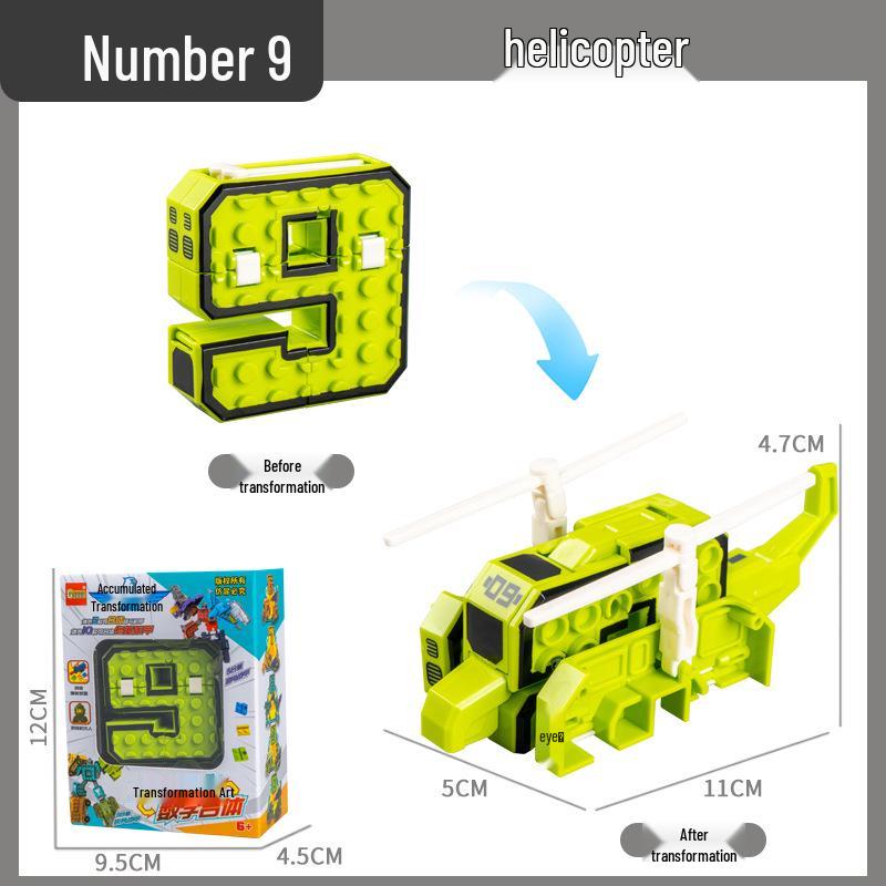 Number Transforming Robot Toy Set for Kids: 0-9 Educational Assembly for Elementary Students