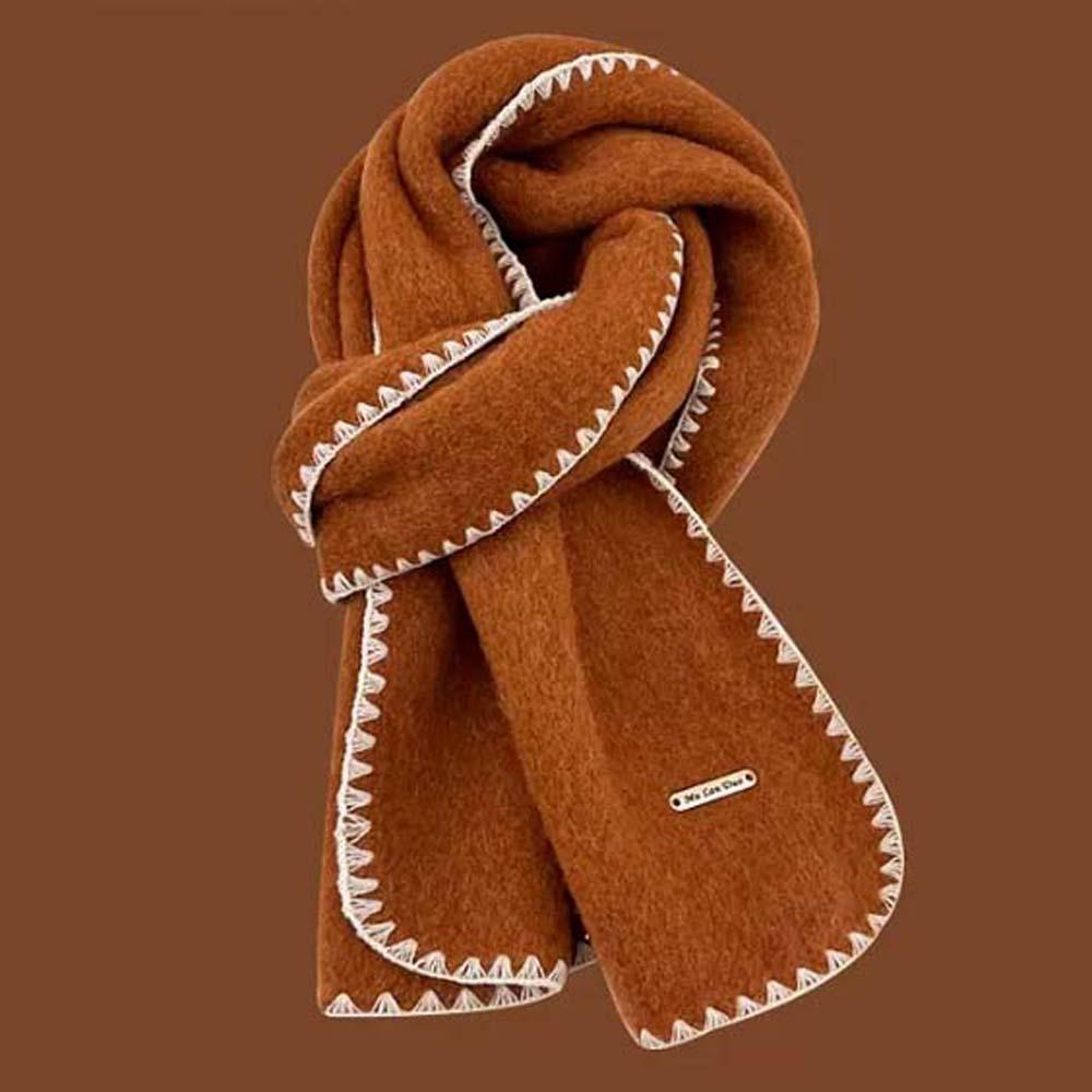 Solid Color Lock Edge Winter Scarf Soft Women Warmer Scarf Long Thickened Neckscarf  Christmas